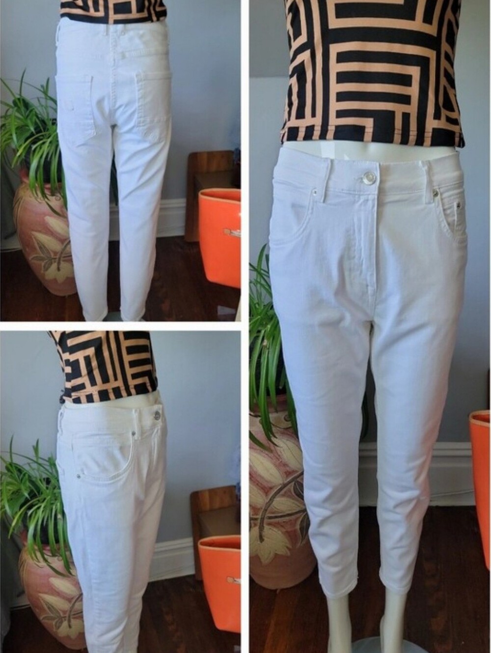 ZARA Low-Rise Button Fly White Cropped Jeans For Men Size= 32